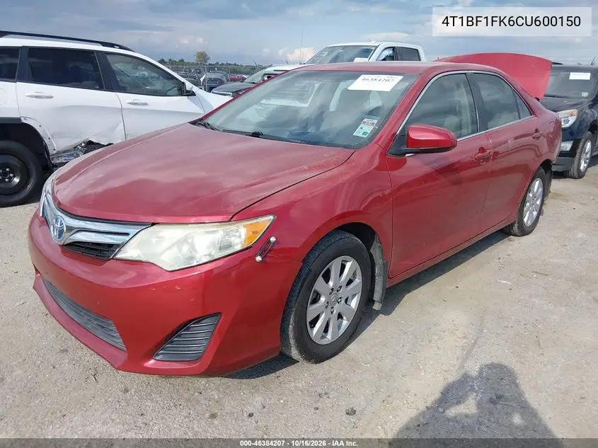 2012 TOYOTA CAMRY VIN 4T1BF1FK6CU600150 — фото 2