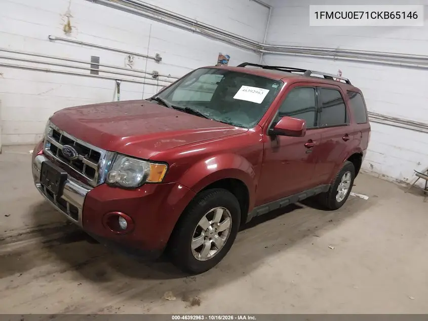 2012 FORD ESCAPE VIN 1FMCU0E71CKB65146 — фото 2