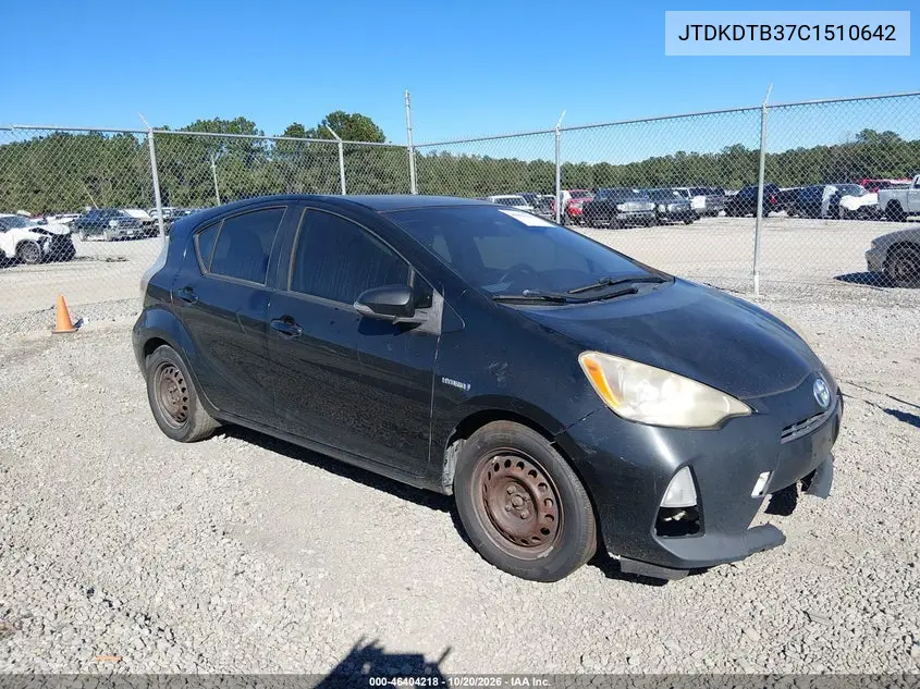 TOYOTA PRIUS C 2012, VIN JTDKDTB37C1510642