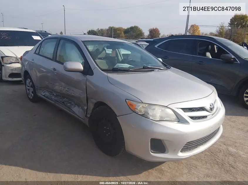 TOYOTA COROLLA 2012, VIN 2T1BU4EE9CC847098