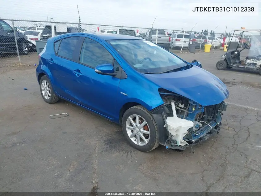 TOYOTA PRIUS C 2012, VIN JTDKDTB31C1012338
