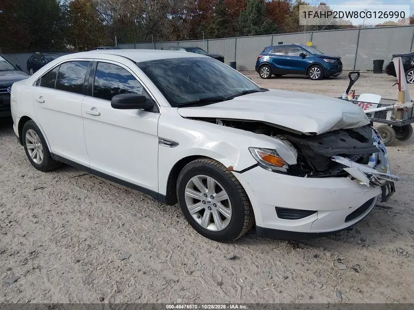 FORD TAURUS 2012, VIN 1FAHP2DW8CG126990
