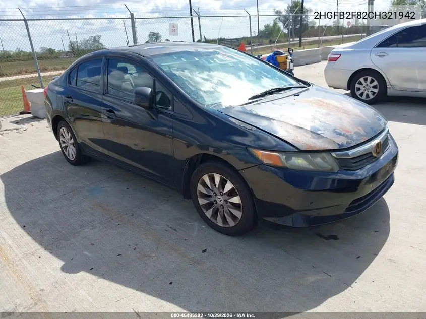 HONDA CIVIC 2012, VIN 2HGFB2F82CH321942