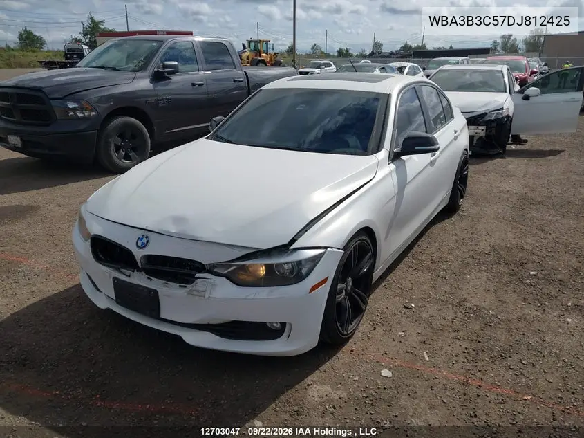 2013 BMW 3ER VIN WBA3B3C57DJ812425 — фото 2