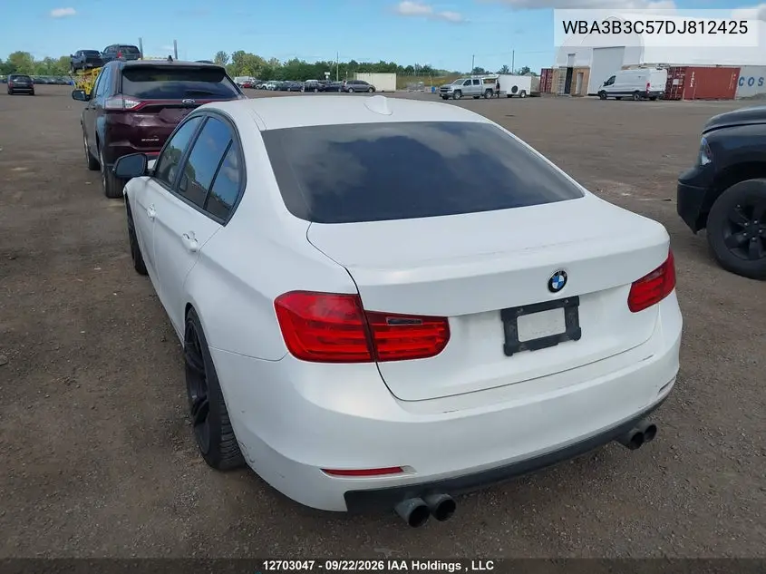 2013 BMW 3ER VIN WBA3B3C57DJ812425 — фото 3