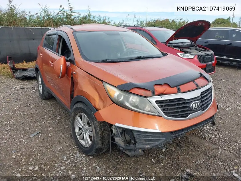 KIA SPORTAGE 2013, VIN KNDPBCA21D7419059