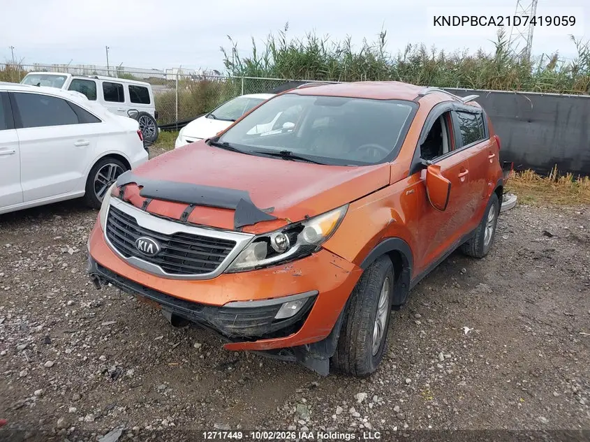 2013 KIA SPORTAGE VIN KNDPBCA21D7419059 — фото 2