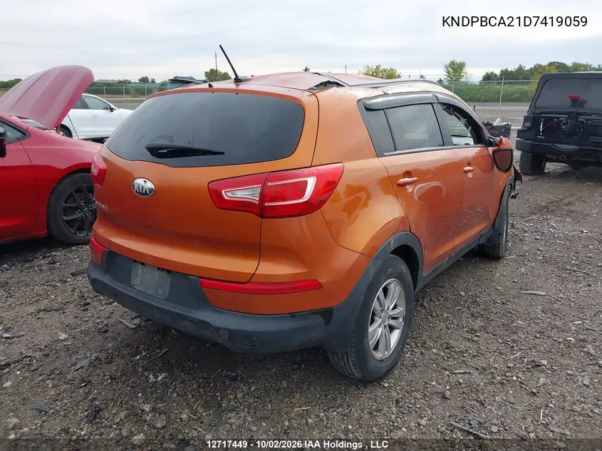 2013 KIA SPORTAGE VIN KNDPBCA21D7419059 — фото 4