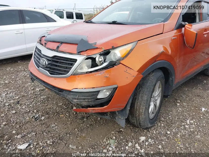 2013 KIA SPORTAGE VIN KNDPBCA21D7419059 — фото 6