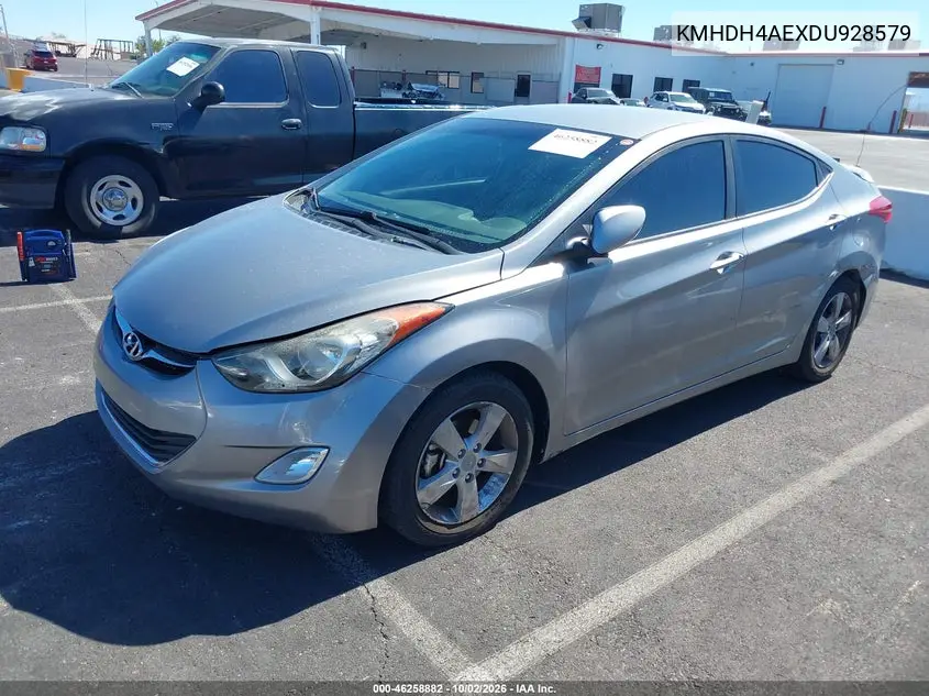 2013 HYUNDAI ELANTRA VIN KMHDH4AEXDU928579 — фото 2