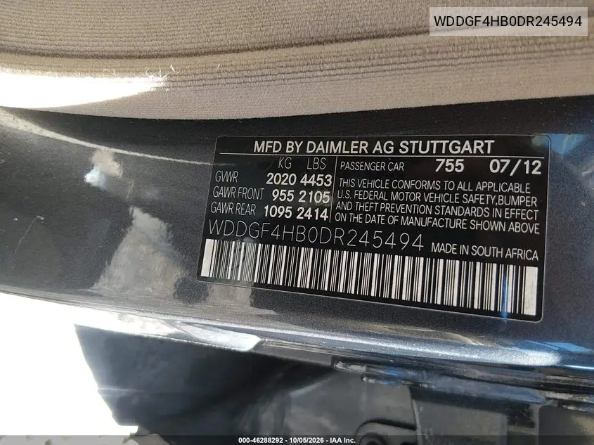 2013 MERCEDES C-KLASSE VIN WDDGF4HB0DR245494 — фото 9