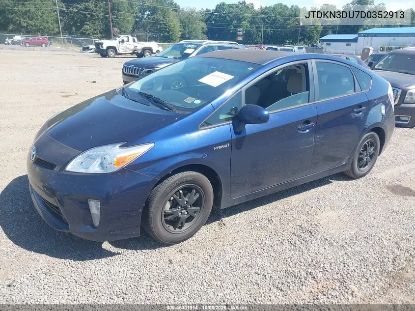 TOYOTA PRIUS 2013, VIN JTDKN3DU7D0352913