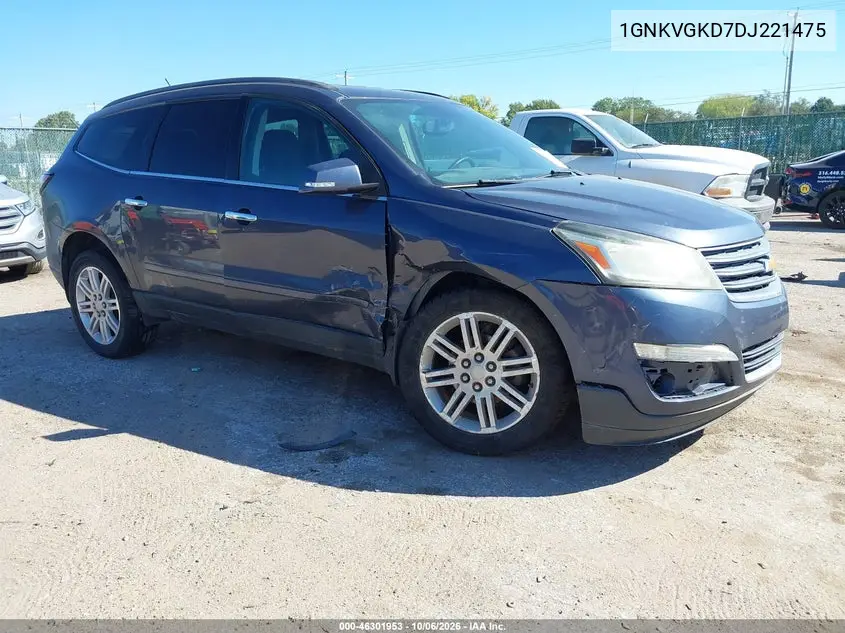 CHEVROLET TRAVERSE 2013, VIN 1GNKVGKD7DJ221475