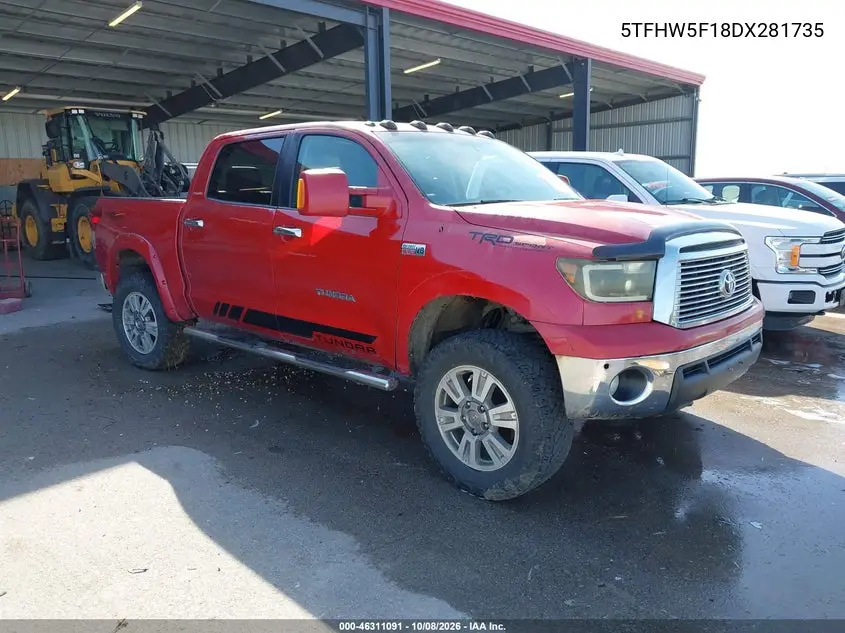 TOYOTA TUNDRA 2013, VIN 5TFHW5F18DX281735