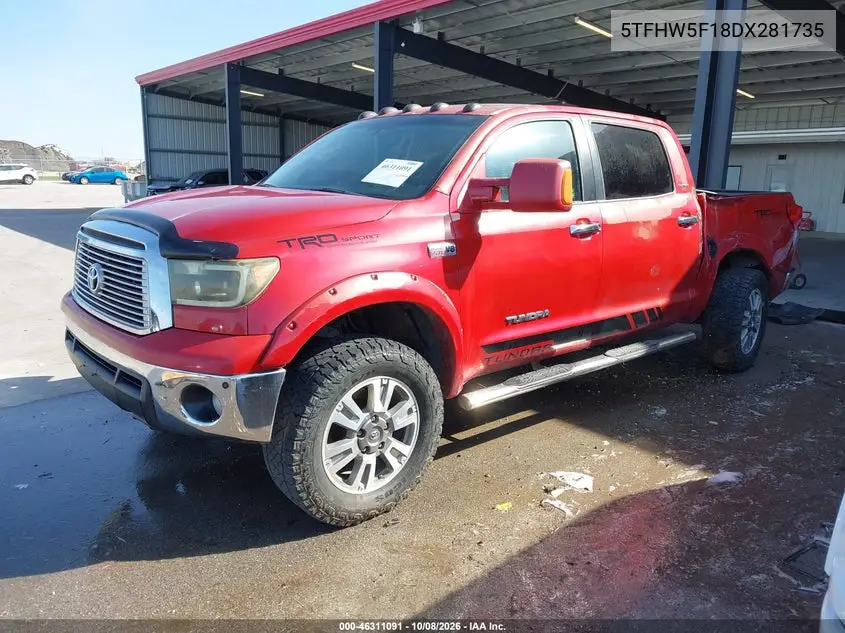 2013 TOYOTA TUNDRA VIN 5TFHW5F18DX281735 — фото 2