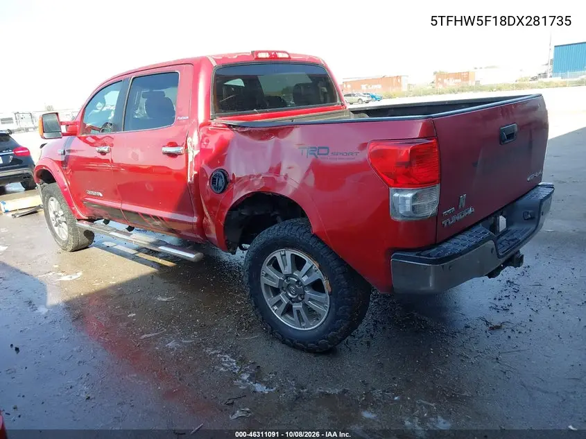2013 TOYOTA TUNDRA VIN 5TFHW5F18DX281735 — фото 3