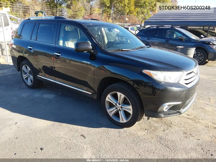 TOYOTA HIGHLANDER 2013, VIN 5TDDK3EH6DS200248