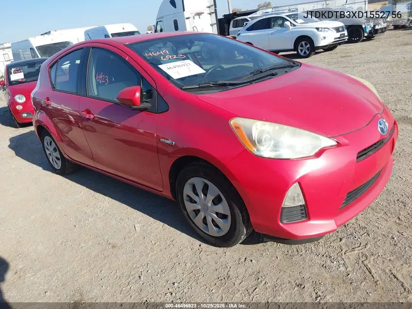 TOYOTA PRIUS C 2013, VIN JTDKDTB3XD1552756