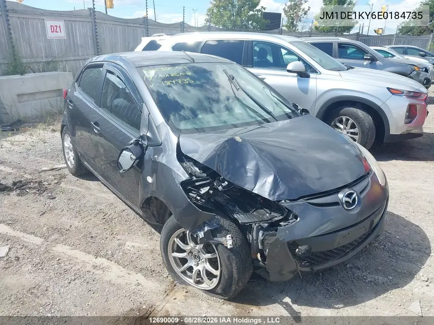 MAZDA 2 2014, VIN JM1DE1KY6E0184735