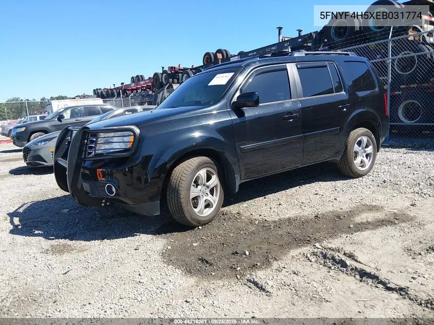 2014 HONDA PILOT VIN 5FNYF4H5XEB031774 — фото 2