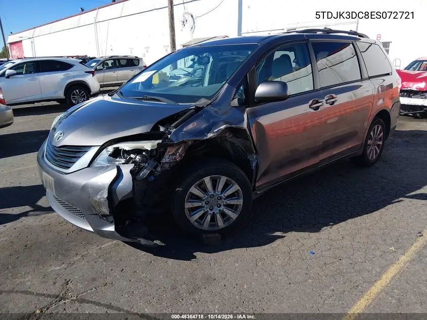 2014 TOYOTA SIENNA VIN 5TDJK3DC8ES072721 — фото 2