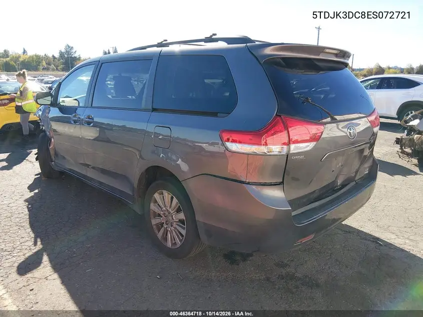 2014 TOYOTA SIENNA VIN 5TDJK3DC8ES072721 — фото 3