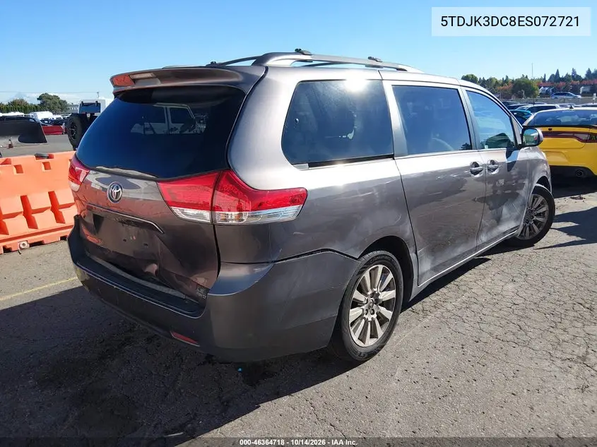 2014 TOYOTA SIENNA VIN 5TDJK3DC8ES072721 — фото 4