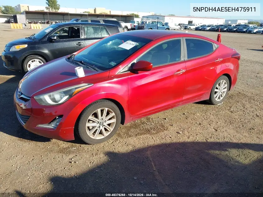 2014 HYUNDAI ELANTRA VIN 5NPDH4AE5EH475911 — фото 2