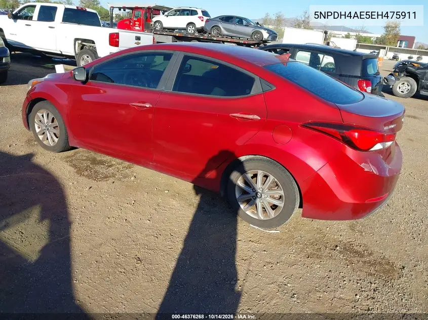 2014 HYUNDAI ELANTRA VIN 5NPDH4AE5EH475911 — фото 3