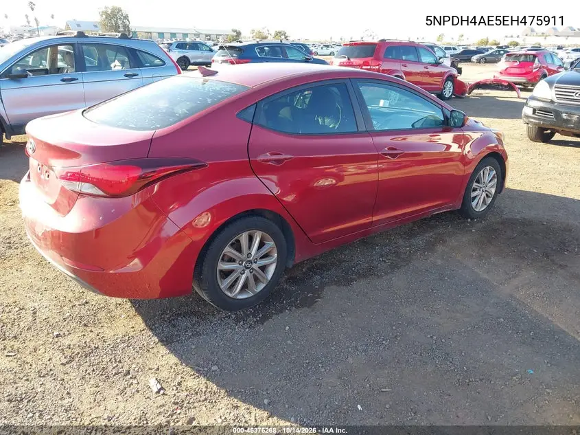 2014 HYUNDAI ELANTRA VIN 5NPDH4AE5EH475911 — фото 4