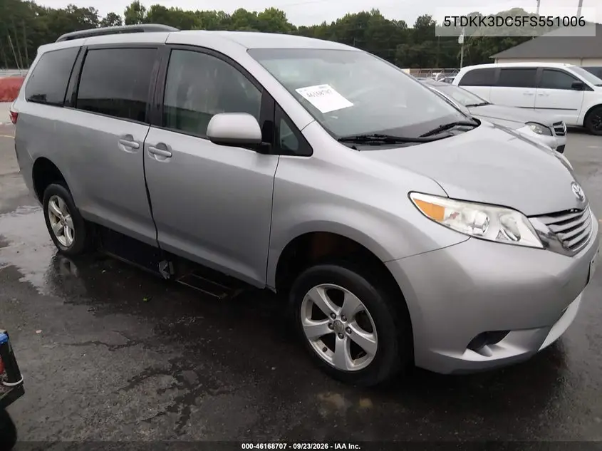 TOYOTA SIENNA 2015, VIN 5TDKK3DC5FS551006