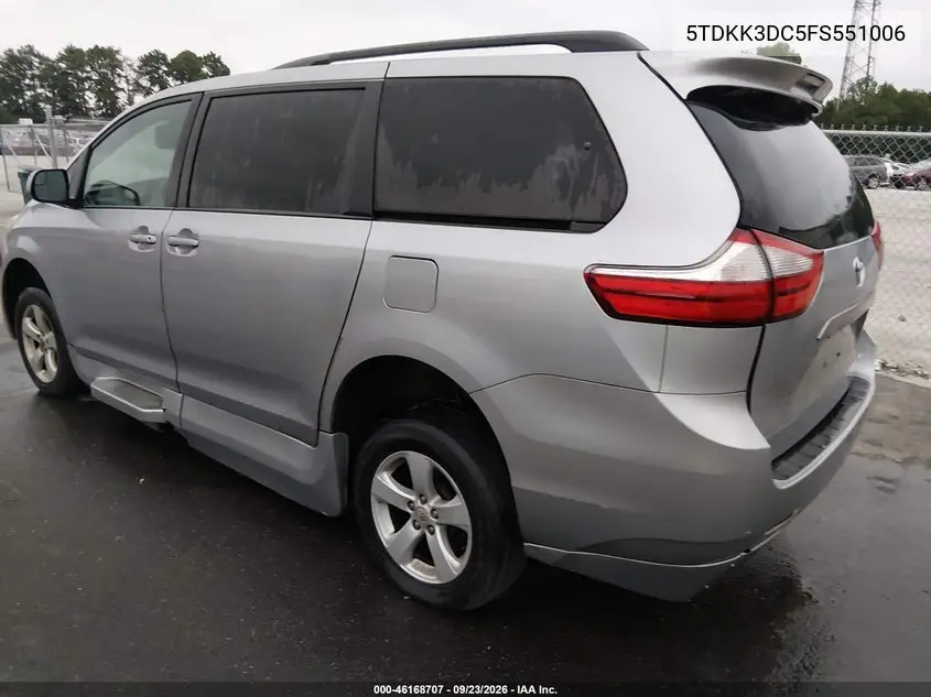 2015 TOYOTA SIENNA VIN 5TDKK3DC5FS551006 — фото 3