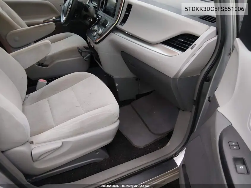 2015 TOYOTA SIENNA VIN 5TDKK3DC5FS551006 — фото 5