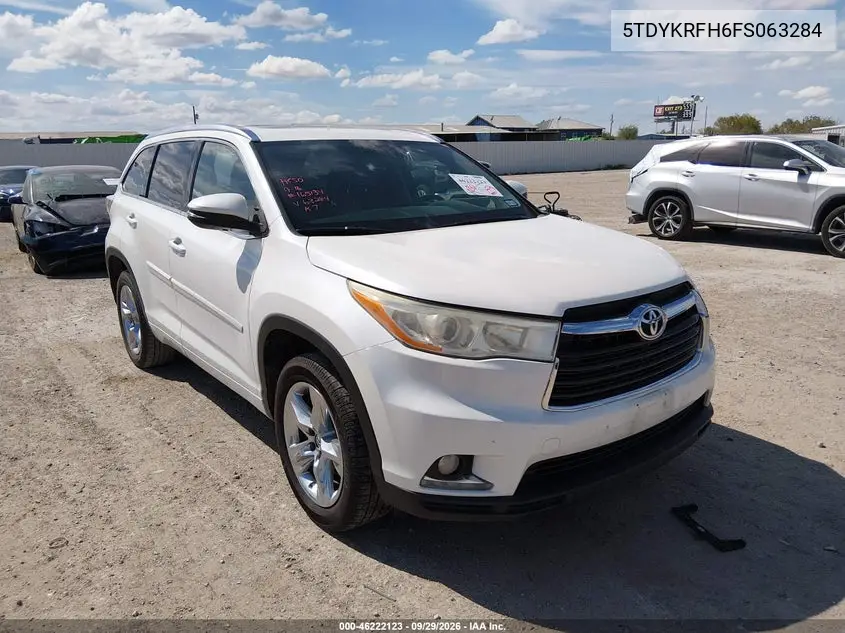 TOYOTA HIGHLANDER 2015, VIN 5TDYKRFH6FS063284