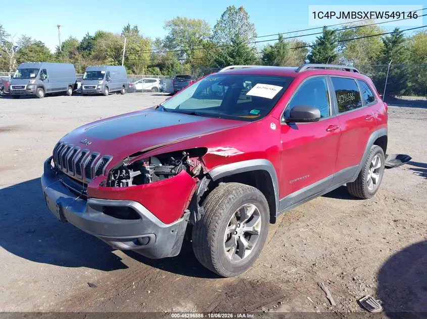2015 JEEP CHEROKEE VIN 1C4PJMBSXFW549146 — фото 2
