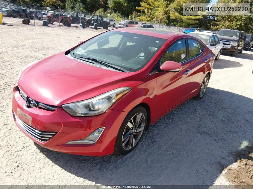 2015 HYUNDAI ELANTRA VIN KMHDH4AEXFU252220 — фото 2