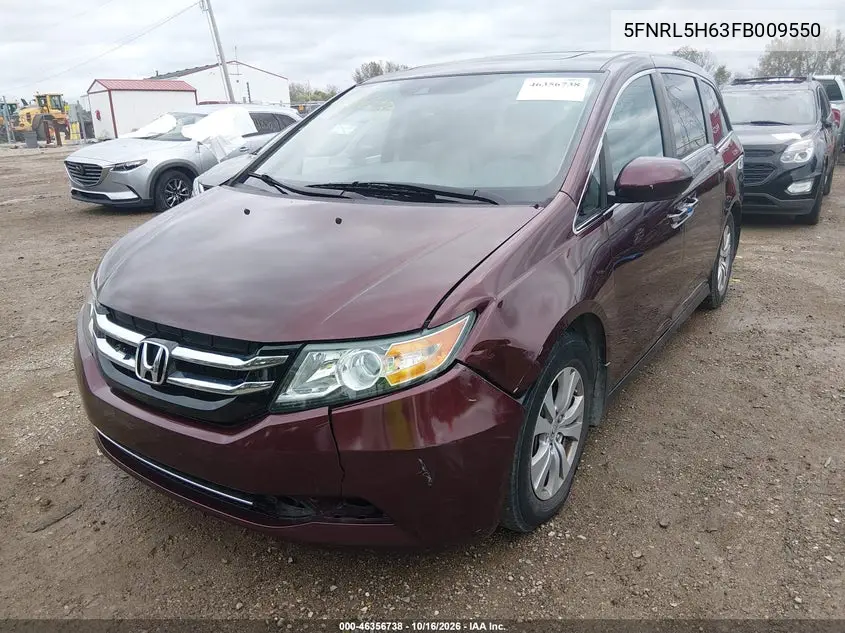 2015 HONDA ODYSSEY VIN 5FNRL5H63FB009550 — фото 2