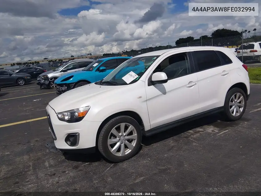 2015 MITSUBISHI OUTLANDER VIN 4A4AP3AW8FE032994 — фото 2