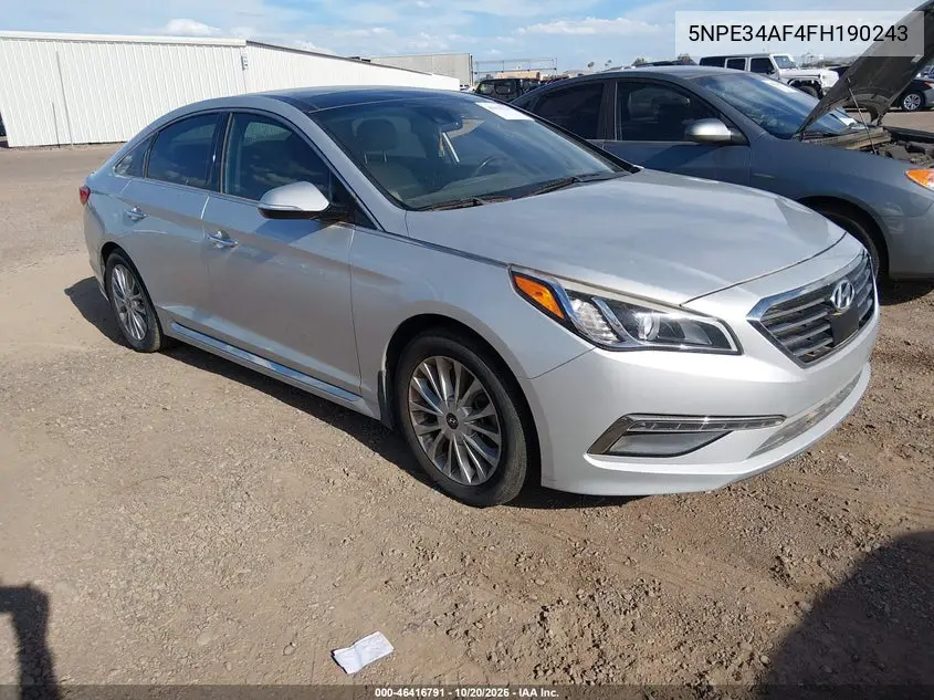 HYUNDAI SONATA 2015, VIN 5NPE34AF4FH190243