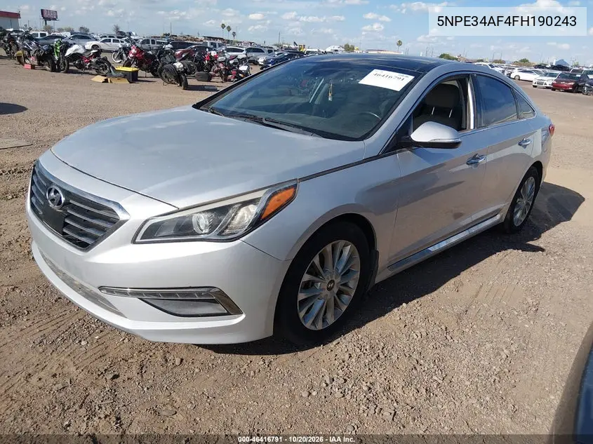 2015 HYUNDAI SONATA VIN 5NPE34AF4FH190243 — фото 2