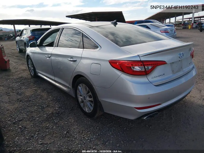 2015 HYUNDAI SONATA VIN 5NPE34AF4FH190243 — фото 3