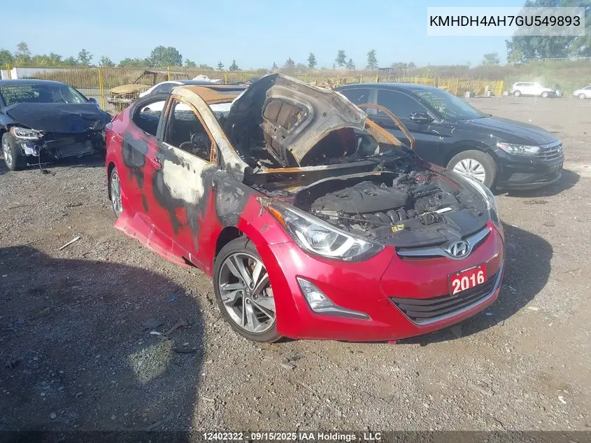 HYUNDAI ELANTRA 2016, VIN KMHDH4AH7GU549893