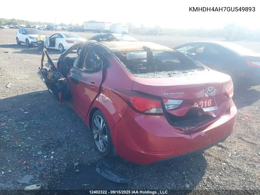 2016 HYUNDAI ELANTRA VIN KMHDH4AH7GU549893 — фото 3