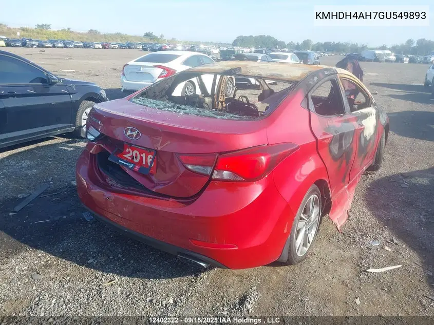 2016 HYUNDAI ELANTRA VIN KMHDH4AH7GU549893 — фото 4