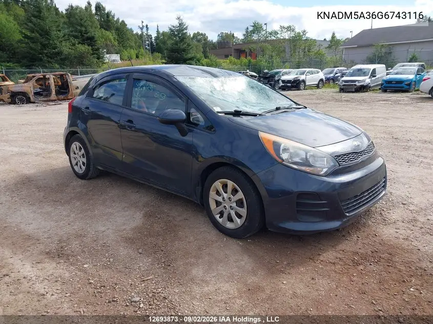 KIA RIO 2016, VIN KNADM5A36G6743116