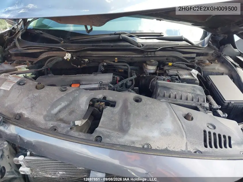 2016 HONDA CIVIC VIN 2HGFC2E2XGH009500 — фото 10