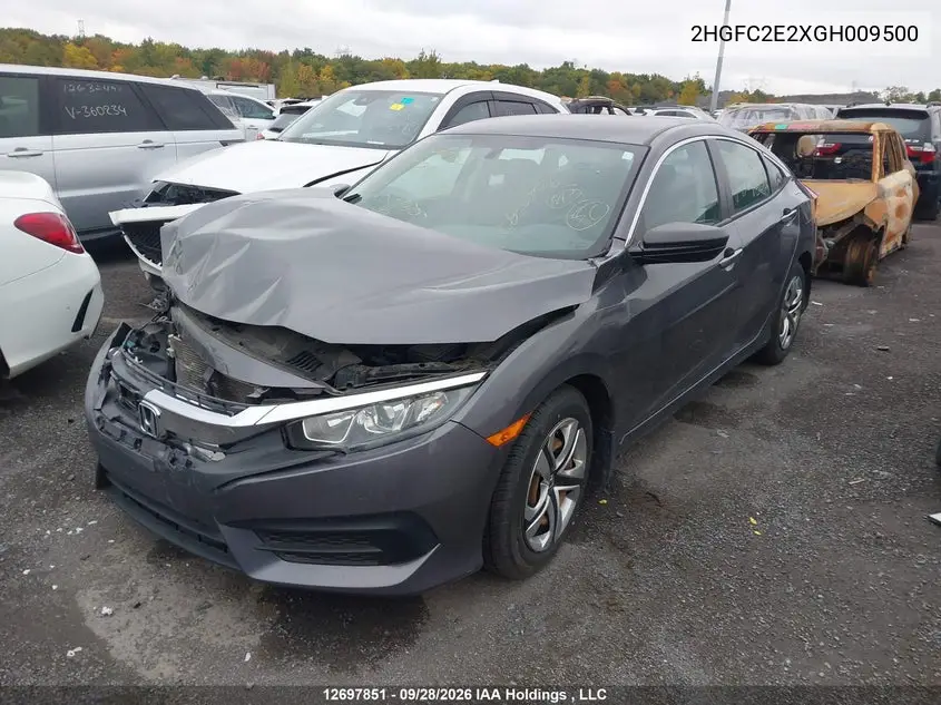 2016 HONDA CIVIC VIN 2HGFC2E2XGH009500 — фото 2
