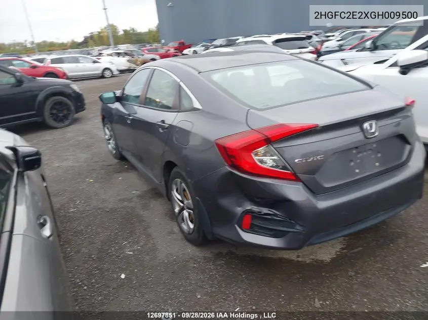 2016 HONDA CIVIC VIN 2HGFC2E2XGH009500 — фото 3