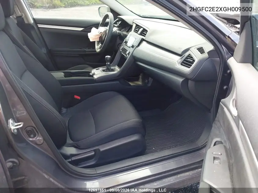 2016 HONDA CIVIC VIN 2HGFC2E2XGH009500 — фото 5