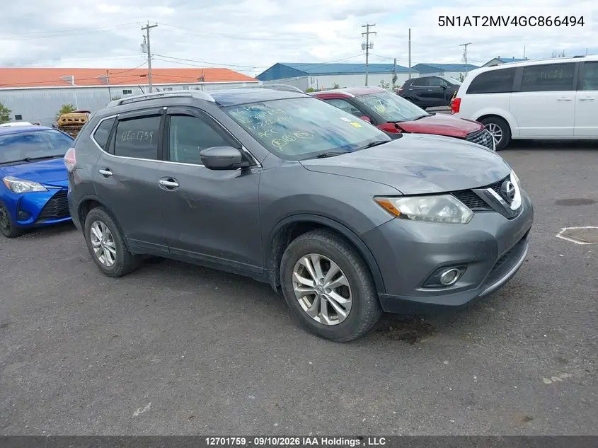 NISSAN ROGUE 2016, VIN 5N1AT2MV4GC866494